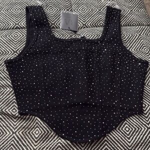 NWT Balboa Black denim sparkle crop tank top